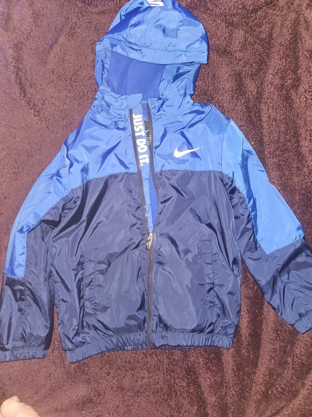 Nike Two-Tone Blue Hooded Windbreaker Jacket